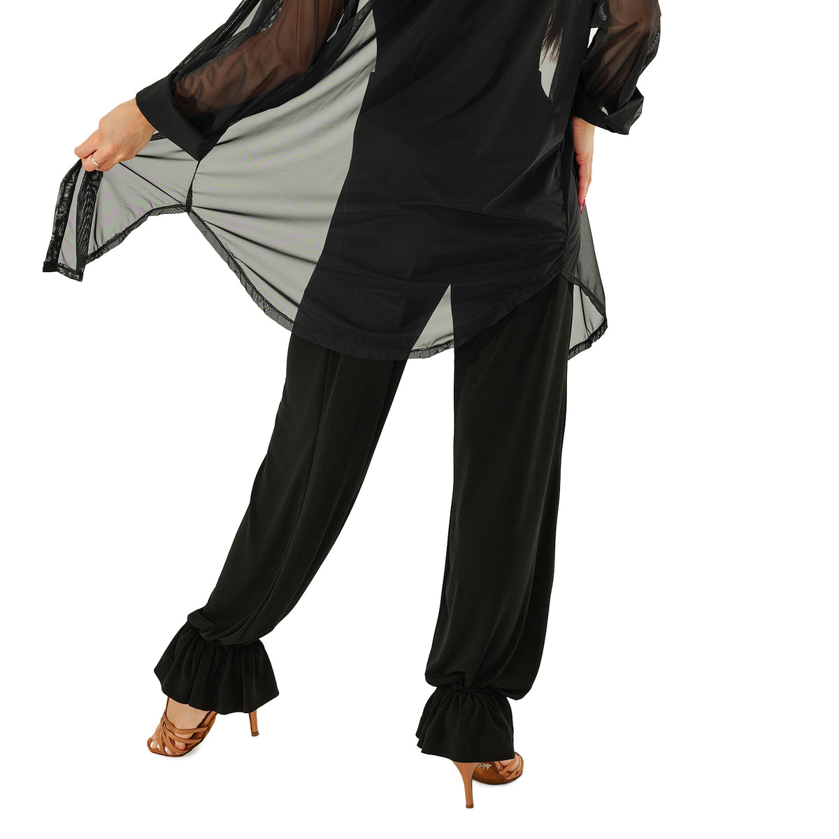 Close-up of the frilled ankle cuffs on the DSI 3283 long leg trousers