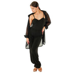DSI London 3283 ladies long leg cuff dance trousers in black — front view