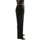 DSI London 3961 men’s high waisted two pleat trousers with belt loops — side view