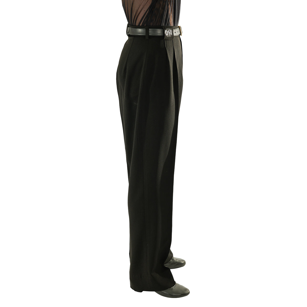 DSI London 3961 men’s high waisted two pleat trousers with belt loops — side view