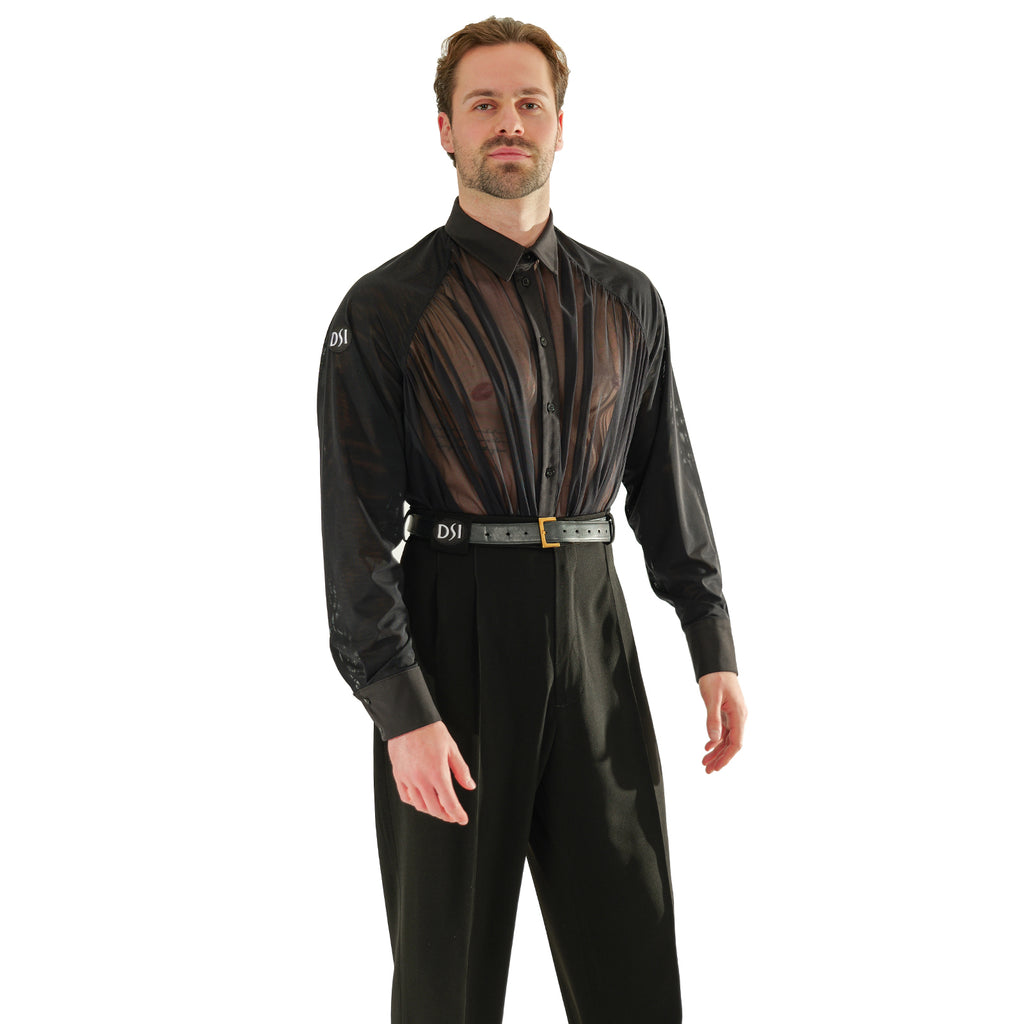 Close-up of the satin collar on the DSI 3972 Massimo mesh shirt