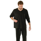 DSI London 3973 men’s loose fit jersey top in black — front view