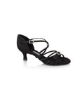 Freed of London Sophia Latin sandal in satin, with 5 strip vamp, diamante centre piece and diamante buckle — Blackpool Dance Store
