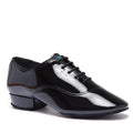 IDS Boys Contra black patent split-sole Ballroom dance shoe for young competitors highlighting a high-gloss finish and flexible split arch.