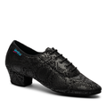 IDS Heather Split-Sole ladies practice and teaching dance shoe featuring a textured black snake skin print finish and a supportive low heel profile.
